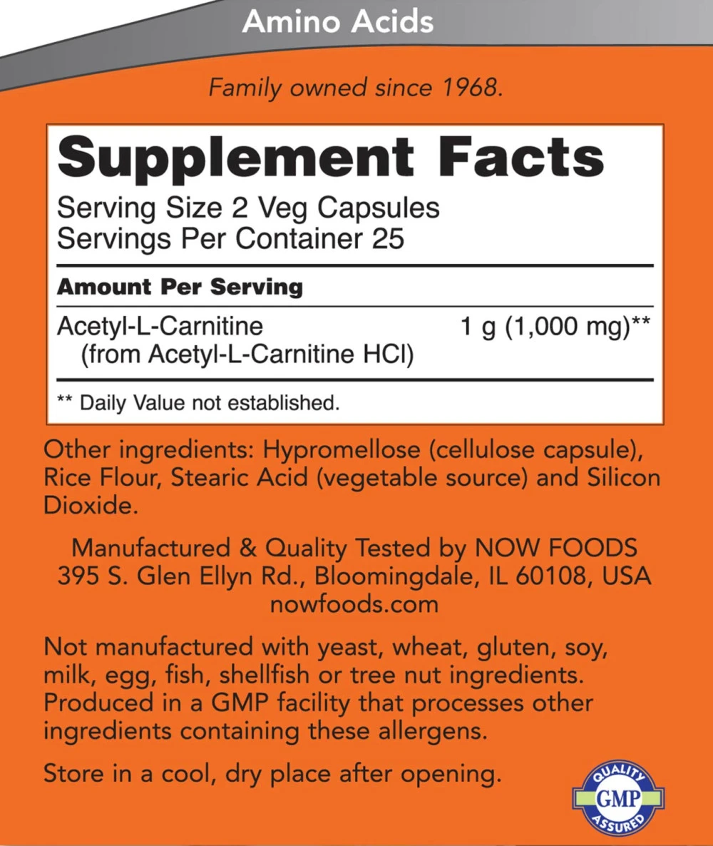 Acetyl-L-carnitine – 500 mg – 50 kapsulių - Billede 2