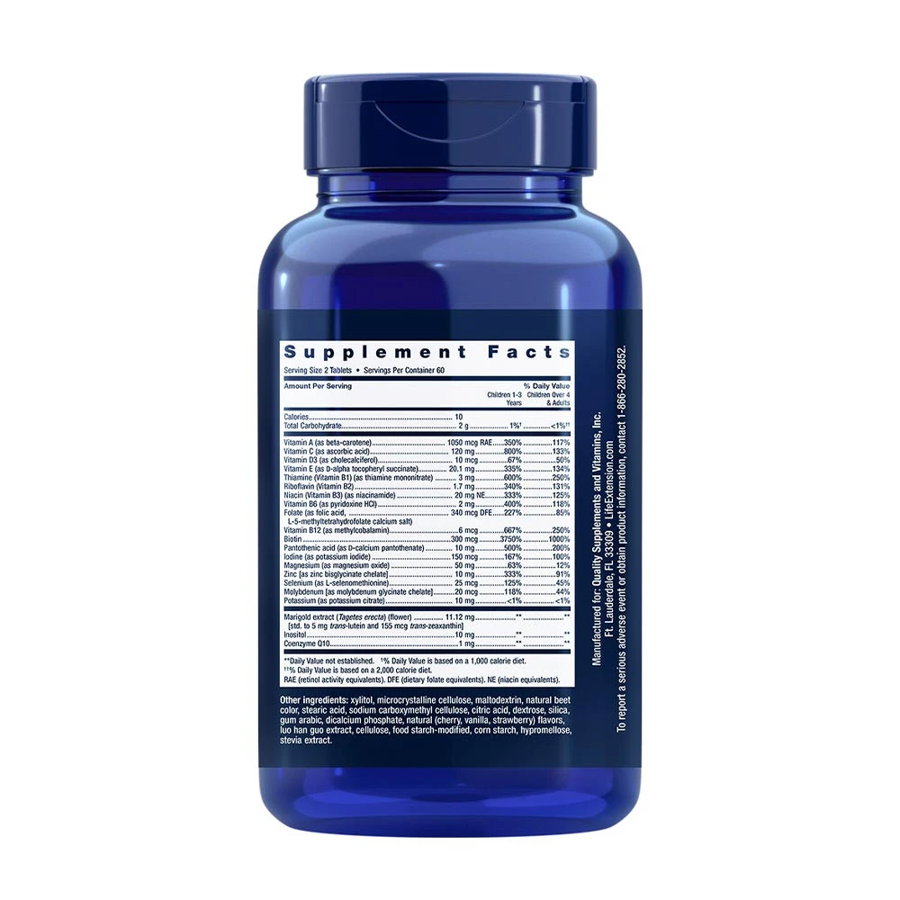 Børneformel Life Extension Mix, Natural Berry – 120 kramtomųjų tablečių - Image 3