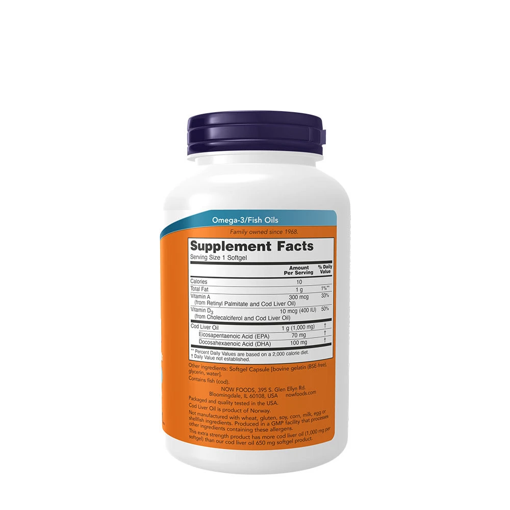 Torskeleverolie – 1000 mg ekstra stiprumo – 180 švelnių kapsulių - Image 4