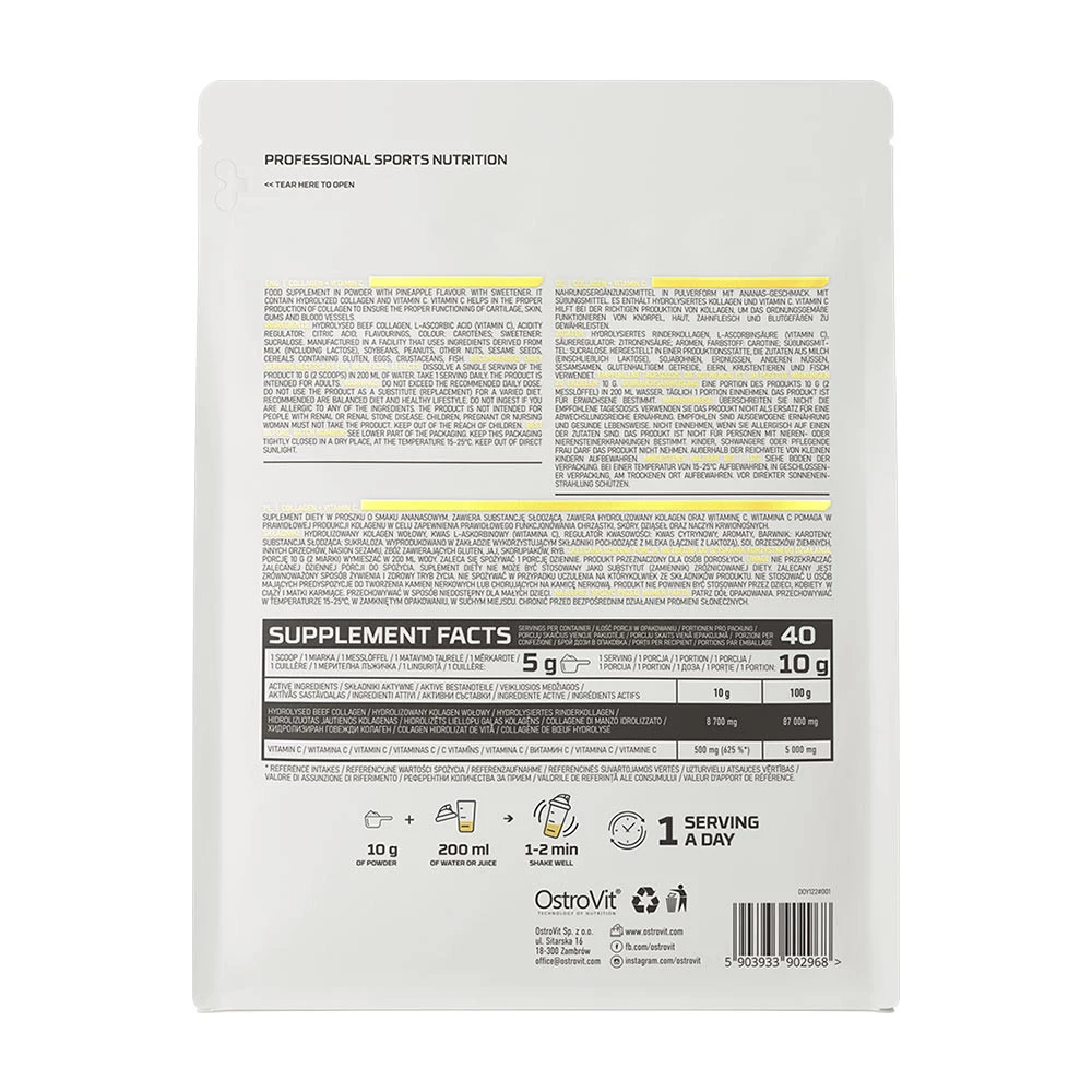 OstroVit – Kollagenas + vitaminas C, ananasas – 400 g - Image 7