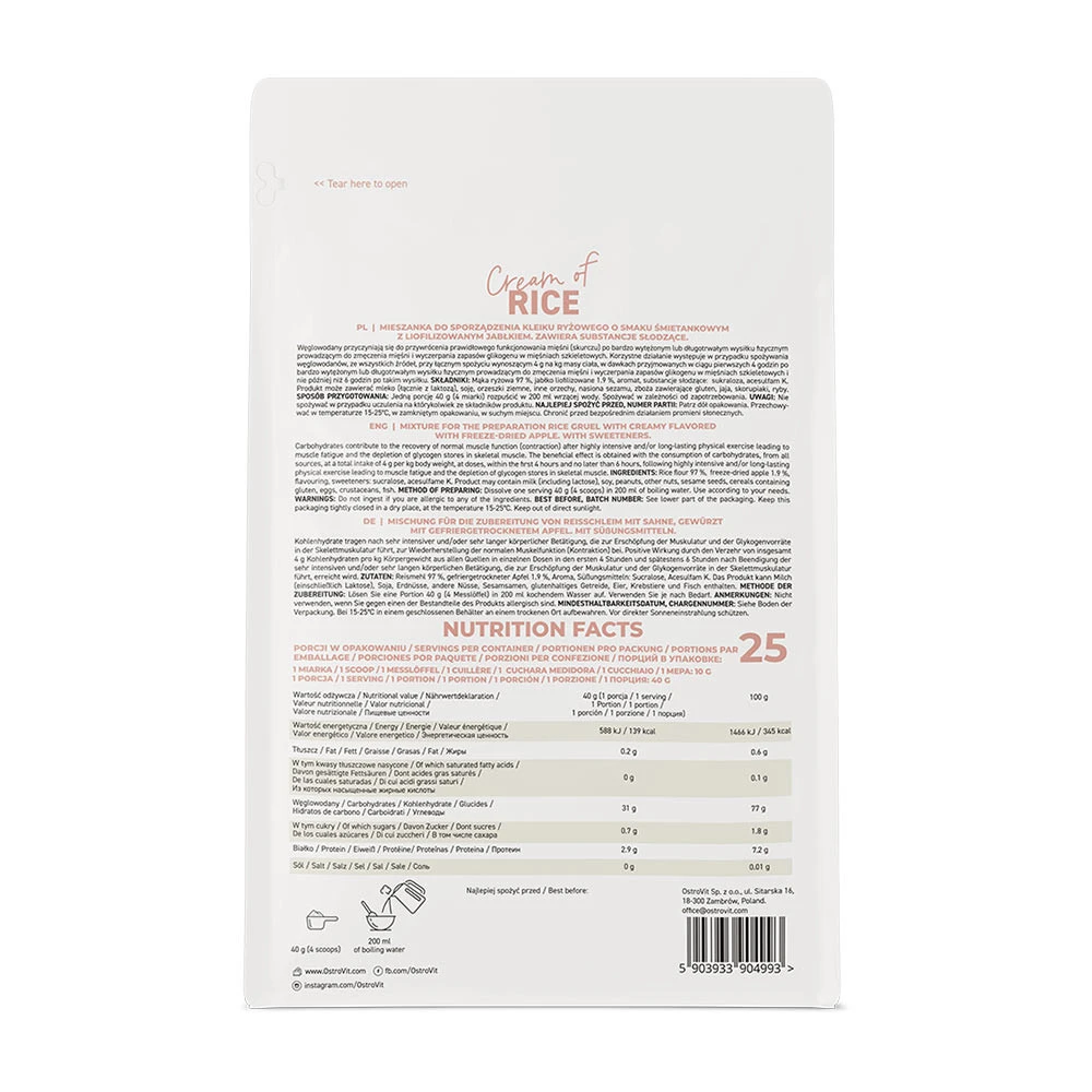 Ostrovit – Cream of Rice, Cremet obuolys – 1000 g - Image 5