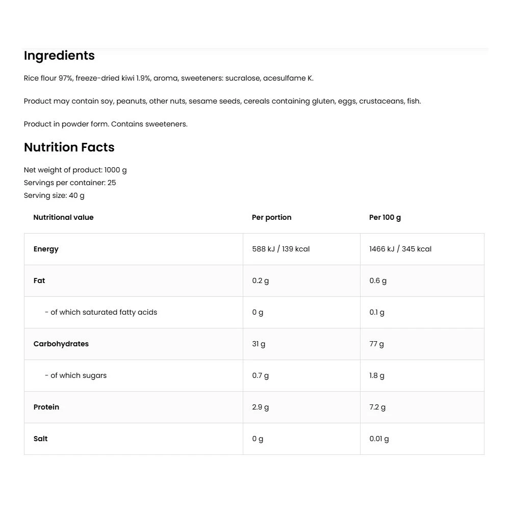 Ostrovit – Cream of Rice, Cremet Vanilė su Kivi 1000 g - Image 7