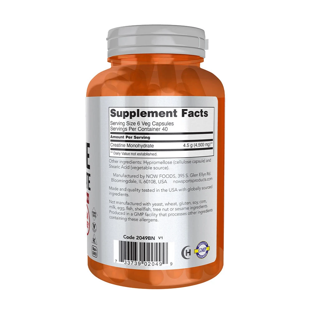 NOW Foods – Kreatinmonohidratas 750 mg (240 veg kapsulių) - Image 9