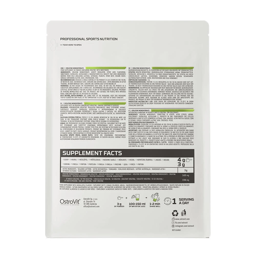 OstroVit – Kreatinmonohidratas Žaliojo obuolio – 300 g - Image 7