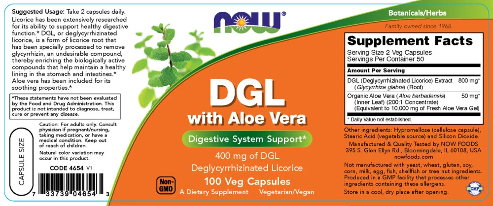 DGL med Aloe Vera – 100 vegetabilinių kapsulių - Image 2
