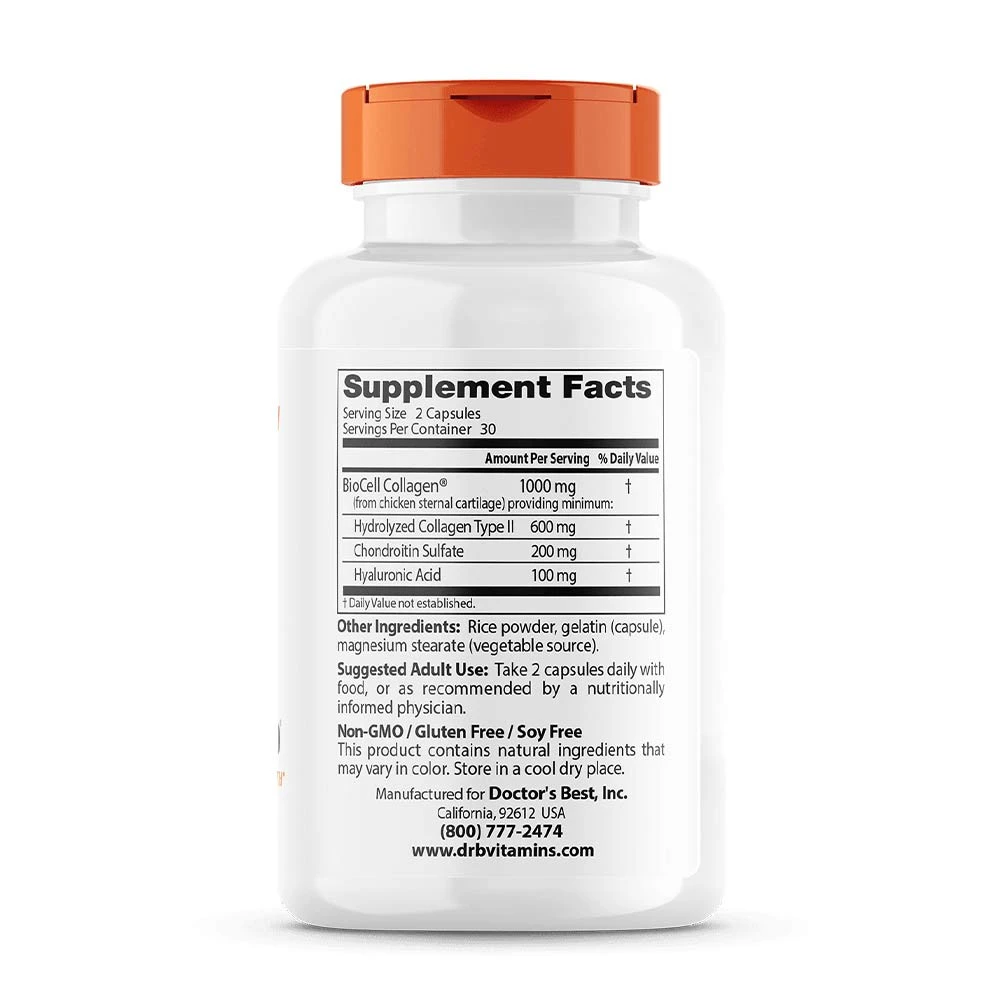 Hyaluronsyre + chondroitinsulfat med BioCell Collagen – 60 kapsulių - Image 2