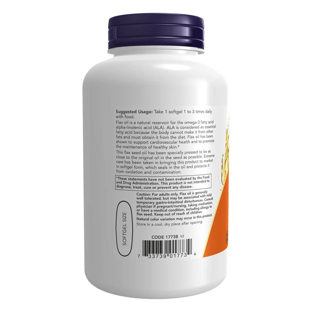 NOW Foods – Hørfrøolie 1000 mg veganiška formulė, 120 veggie softgels - Image 5