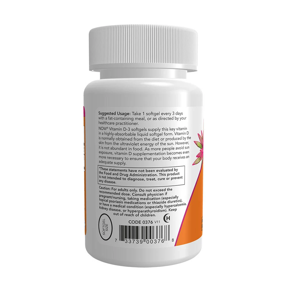 NOW Foods – Vitamin D3 10 000 IU - Image 3