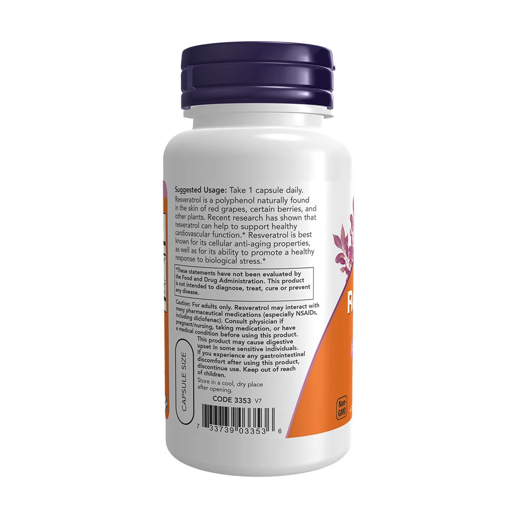 Naturligt Resveratrol su raudonojo vyno ekstraktu – 200 mg – 60 veganiškų kapsulių - Billede 3
