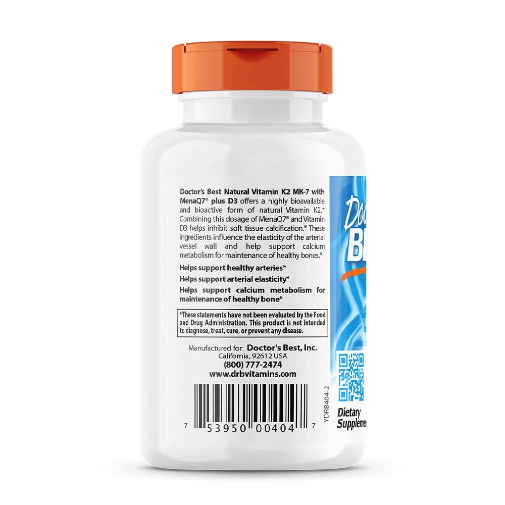 Naturligt K2 MK7-vitamin su MenaQ7 plus D3 – 180mcg – 60 kapsulių - Billede 3