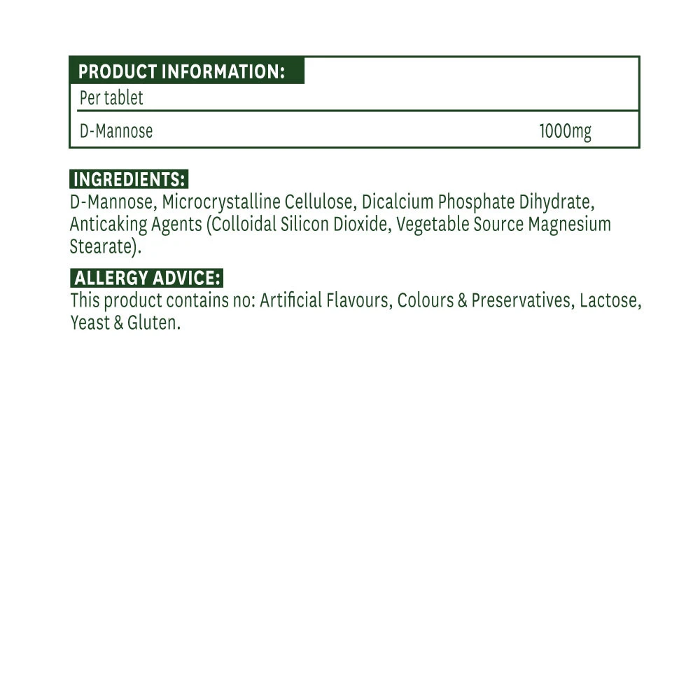 Natures Aid – D-Mannose 1000 mg, 60 tablečių - Billede 2