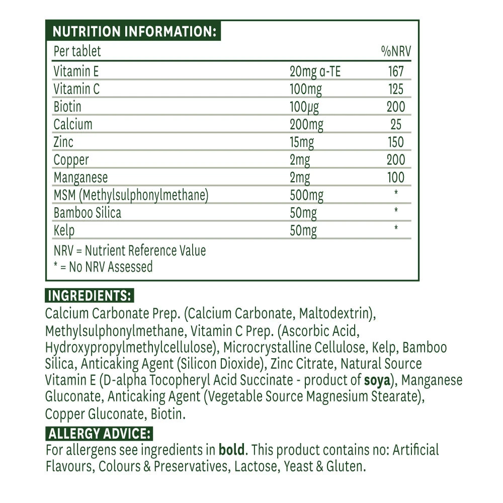 Natures Aid – plaukų, odos ir nagų formulė – 30 tablečių - Image 4