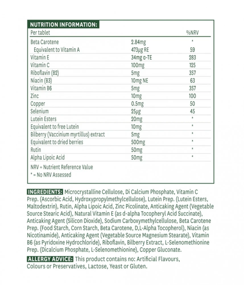Natures Aid – Lutein akių kompleksas – 30 tablečių - Image 2