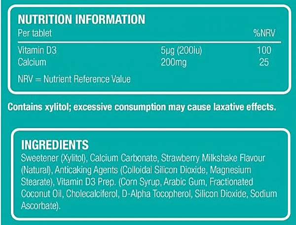 Natures Aid – Super Stars Bone Support braškių pieno kokteilis skonio 60 tablečių - Image 5