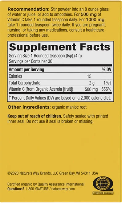 Nature's Way – Alive!® Fruit source vitamin C gėrimo mišinys – 120 g - Image 4