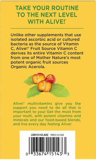 Nature's Way – Alive!® Fruit source vitamin C gėrimo mišinys – 120 g - Image 6