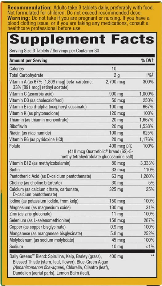 Nature's Way – Alive! Max3 kasdienė multivitaminų be geležies 90 tablečių - Billede 2