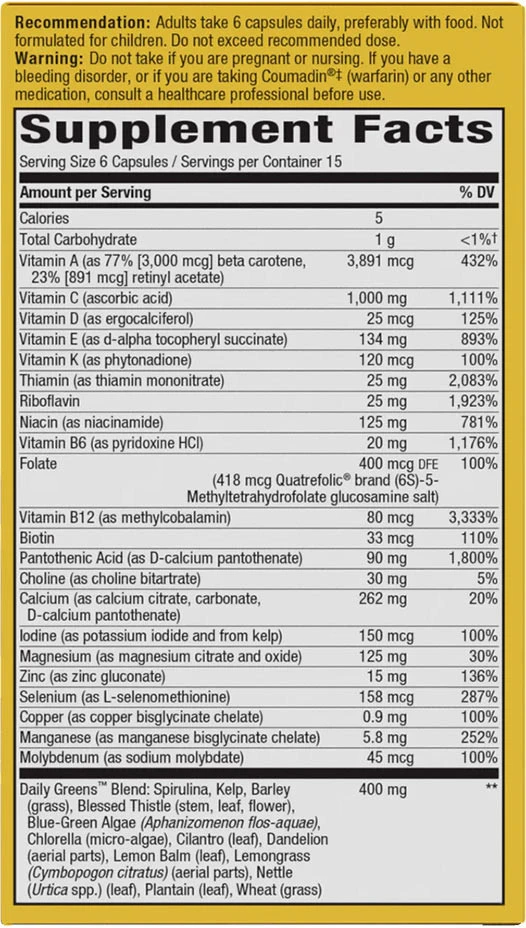 Nature's Way – Alive! Max6 max. potencijos kasdienė multivitaminų be geležies 90 kapsulių - Billede 4
