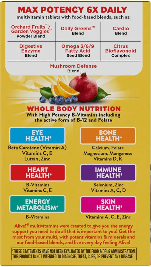 Nature's Way – Alive! Max6 max. potencijos kasdienė multivitaminų be geležies 90 kapsulių - Billede 9