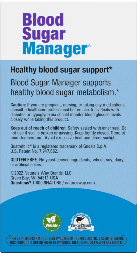 Nature's Way – Blood Sugar Manager tabletės 60 vnt - Billede 3
