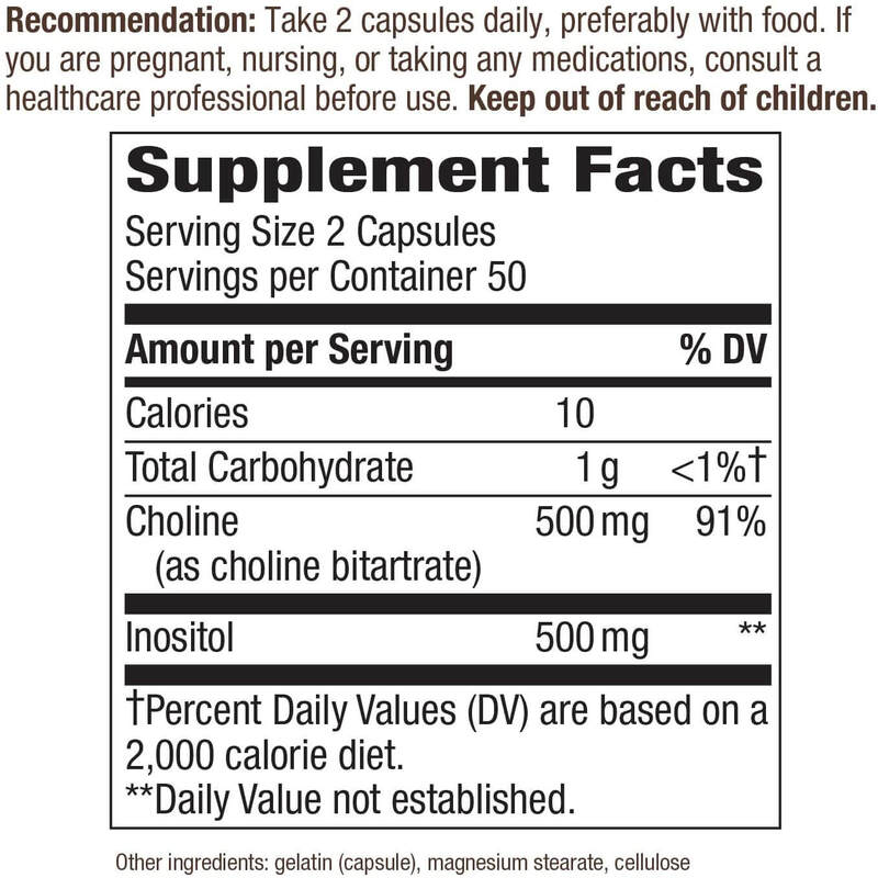 Natures Way – Choline & Inositol 100 kapsulių - Image 5