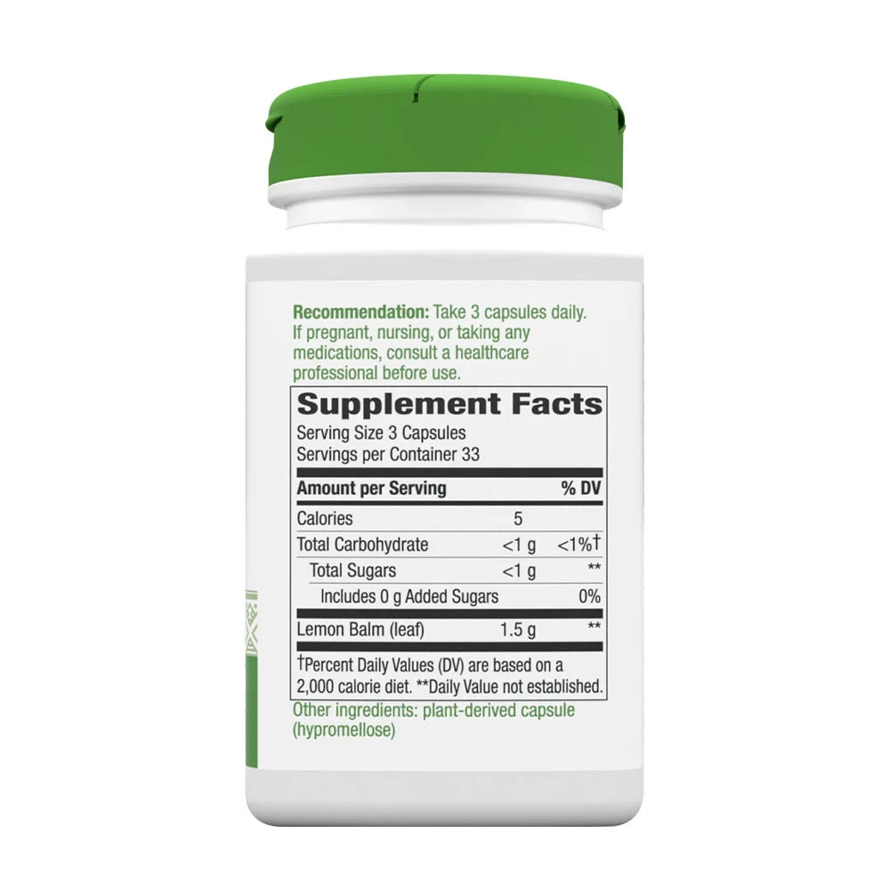 Natures Way – Melissa-Lemon balm – 100 kapsulių - Image 2