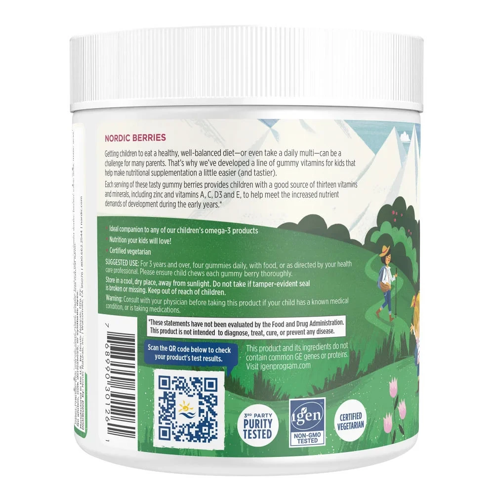 Nordiske Bær – Multivitaminas, Vyšnių uogos – 120 gummibjørne - Billede 5