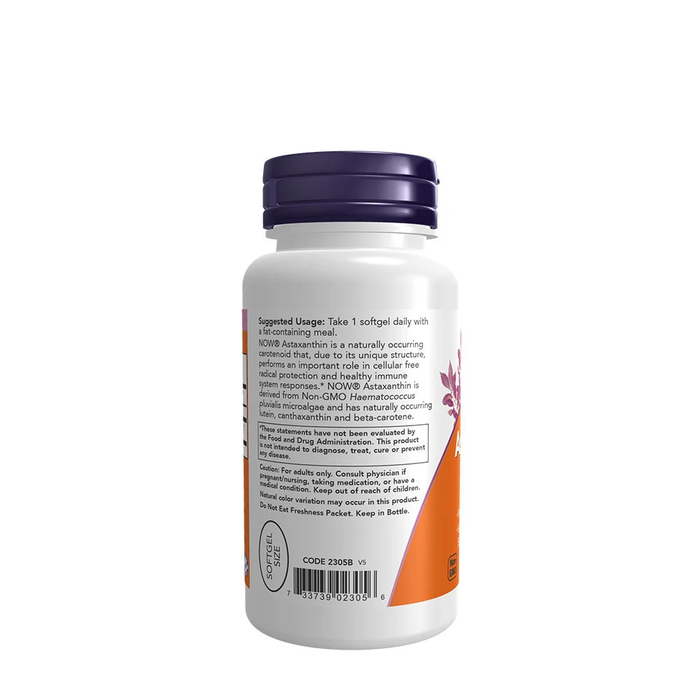 NOW – Astaxanthin 4 mg, 90 softgels - Billede 3