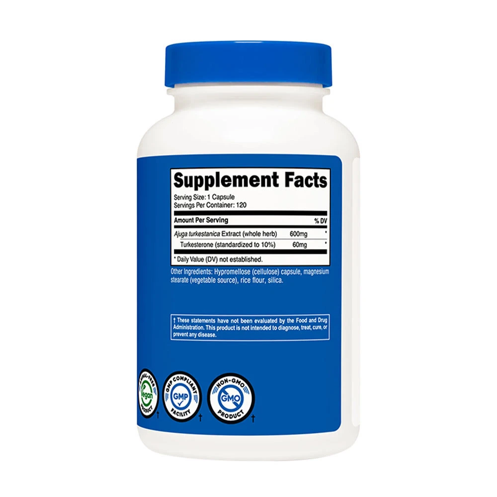 Nutricost – Turkesteronas 600 mg, 120 kapsulių - Image 2