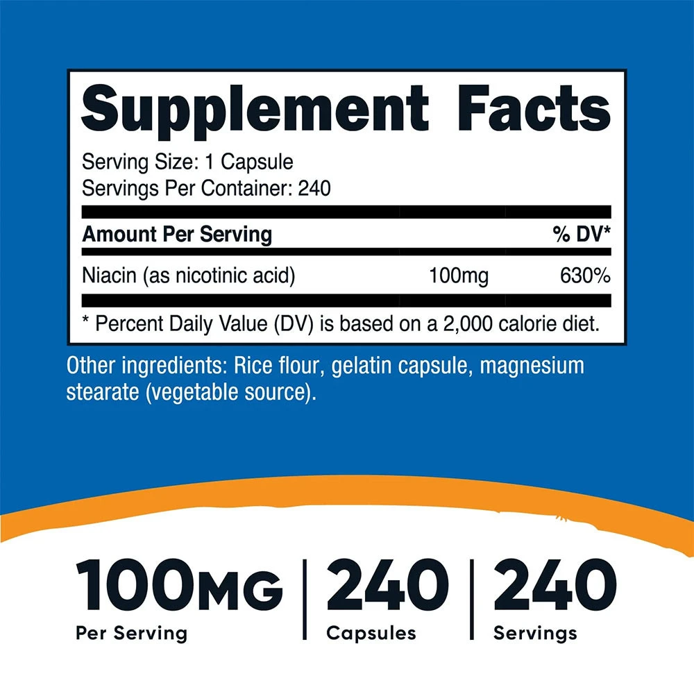Nutricost – Vitaminas B3 Niacinas 100 mg, 240 kapsulių - Image 4