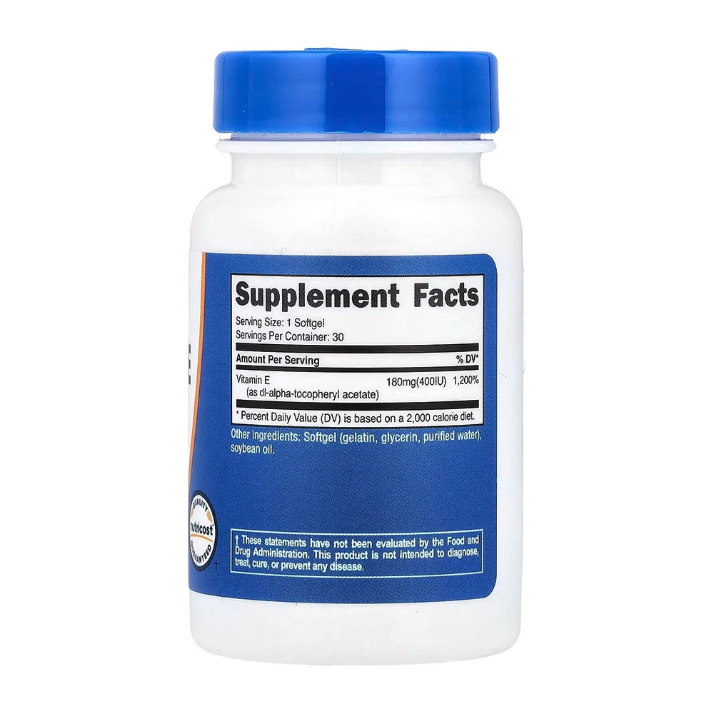 Nutricost – Vitaminas E 400 IU, 30 minkštųjų kapsulių - Image 5