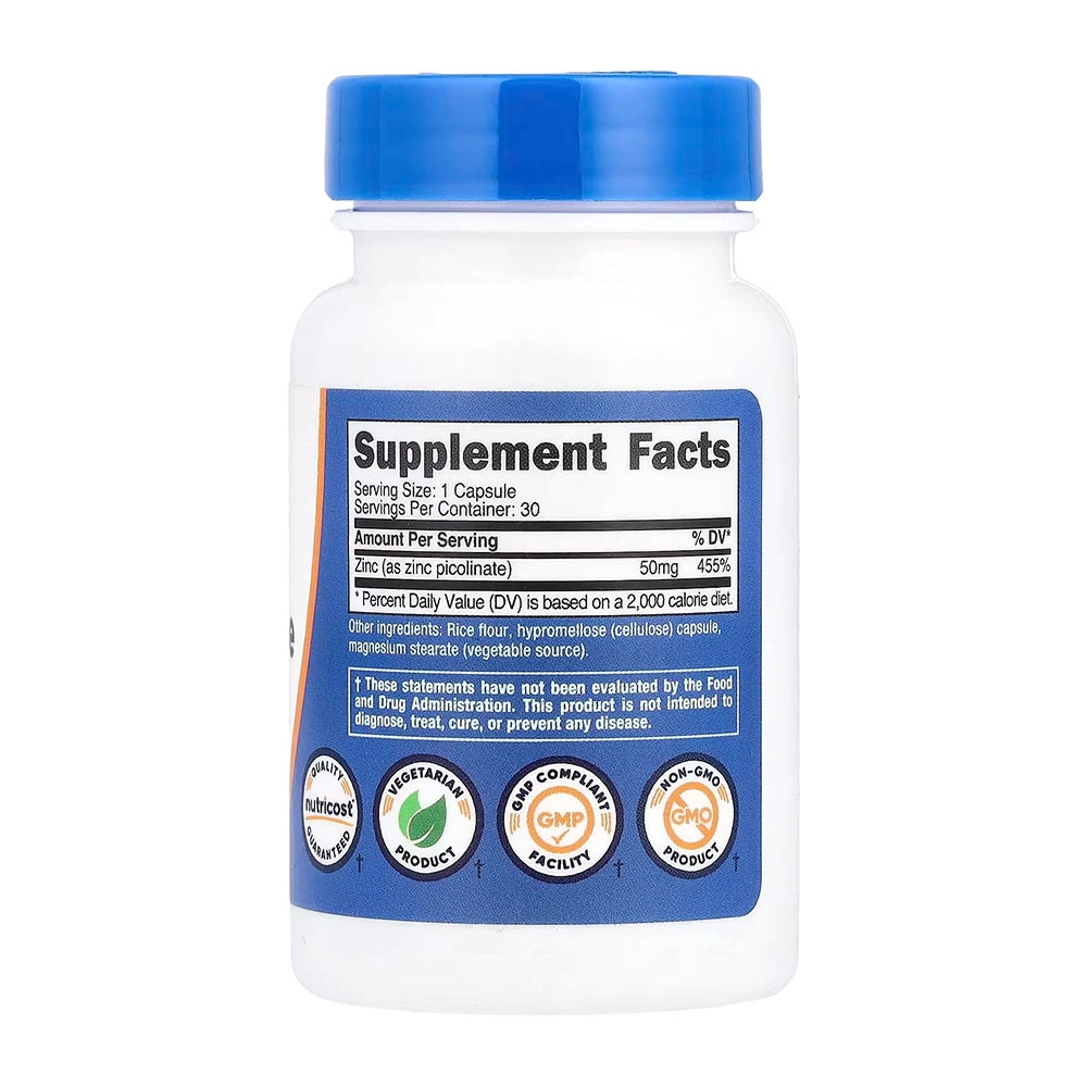 Nutricost – cinko pikolinatas 50 mg, 30 kapsulių - Image 5