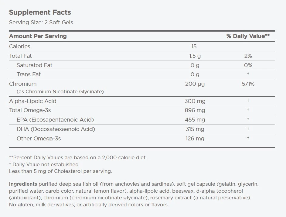 Omega Blodsukker – 896 mg – 60 bløde kapsler - Billede 3
