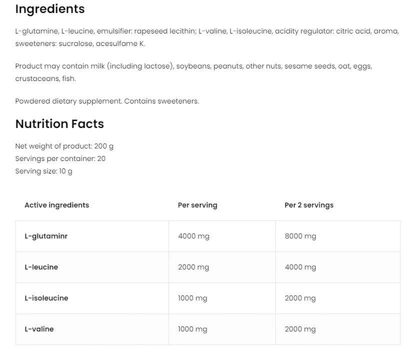 Ostrovit – BCAA + glutaminas 200 g, greipfrutas - Image 4