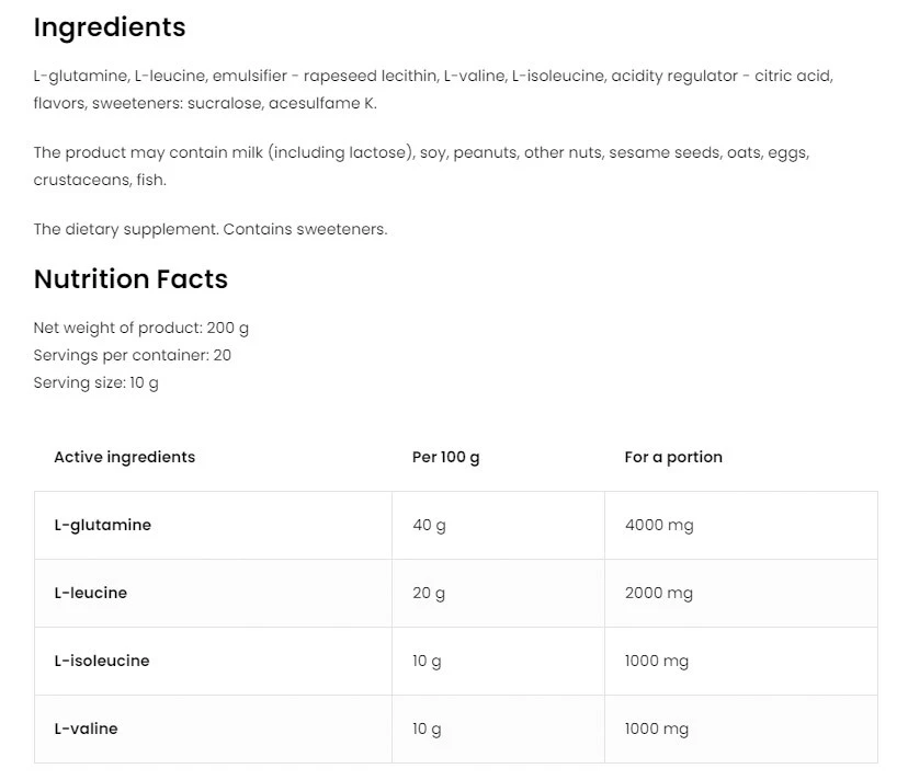 Ostrovit – BCAA + glutaminas 200 g, apelsinų - Image 4