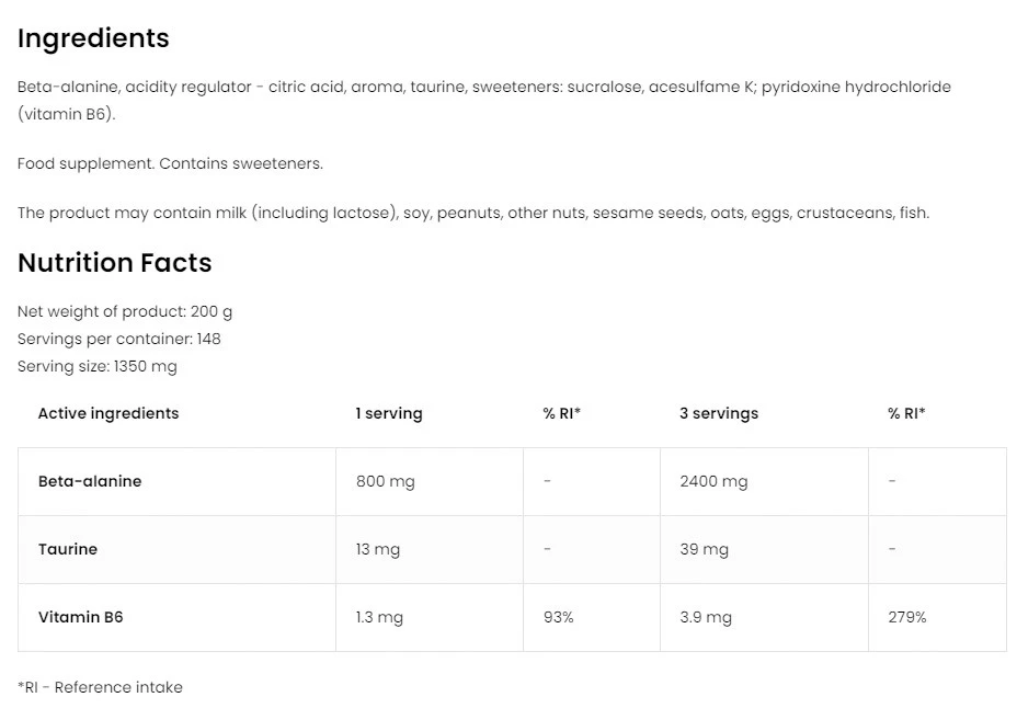 Ostrovit – Beta-Alanine Pulver – 200 g - Image 3