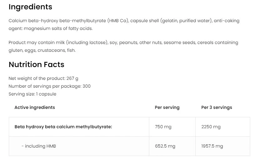 Ostrovit – HMB 2250 mg, 300 kapsulių - Image 4