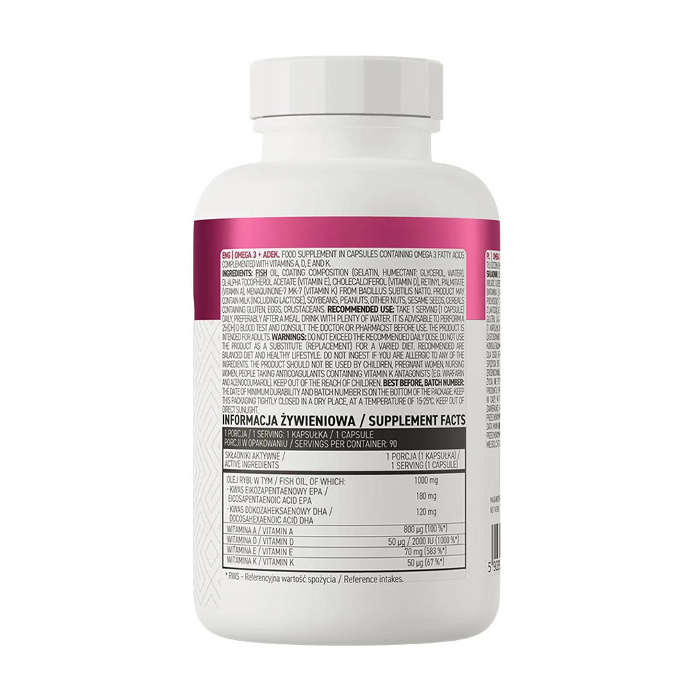Ostrovit – Omega 3 + ADEK – 90 kapsulių - Image 2