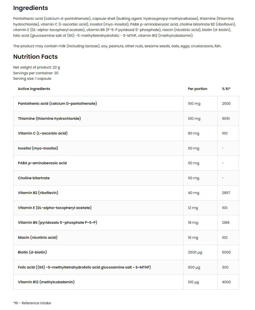 Ostrovit – Pharma Methyl B-Complex – 30 kapsulių - Image 5