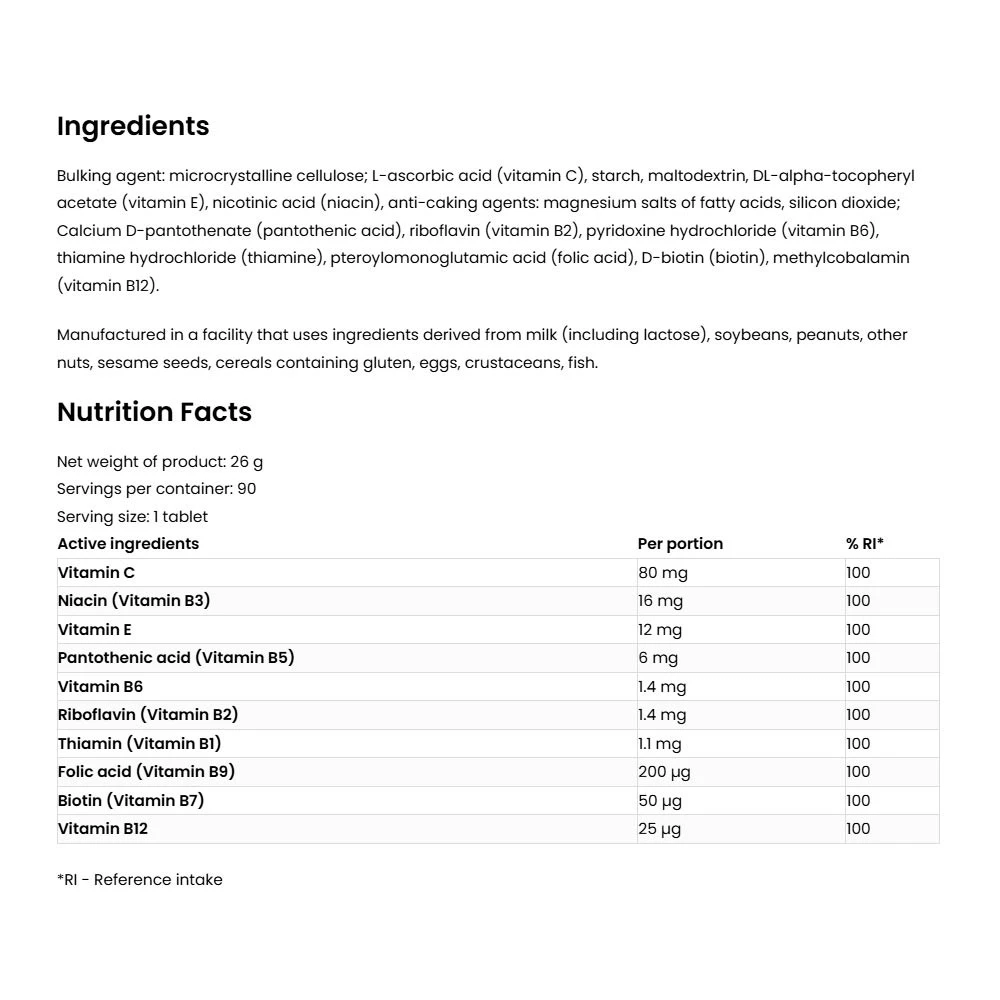 OstroVit – Vitaminų B komplekso tabletės – 90 vnt - Billede 5