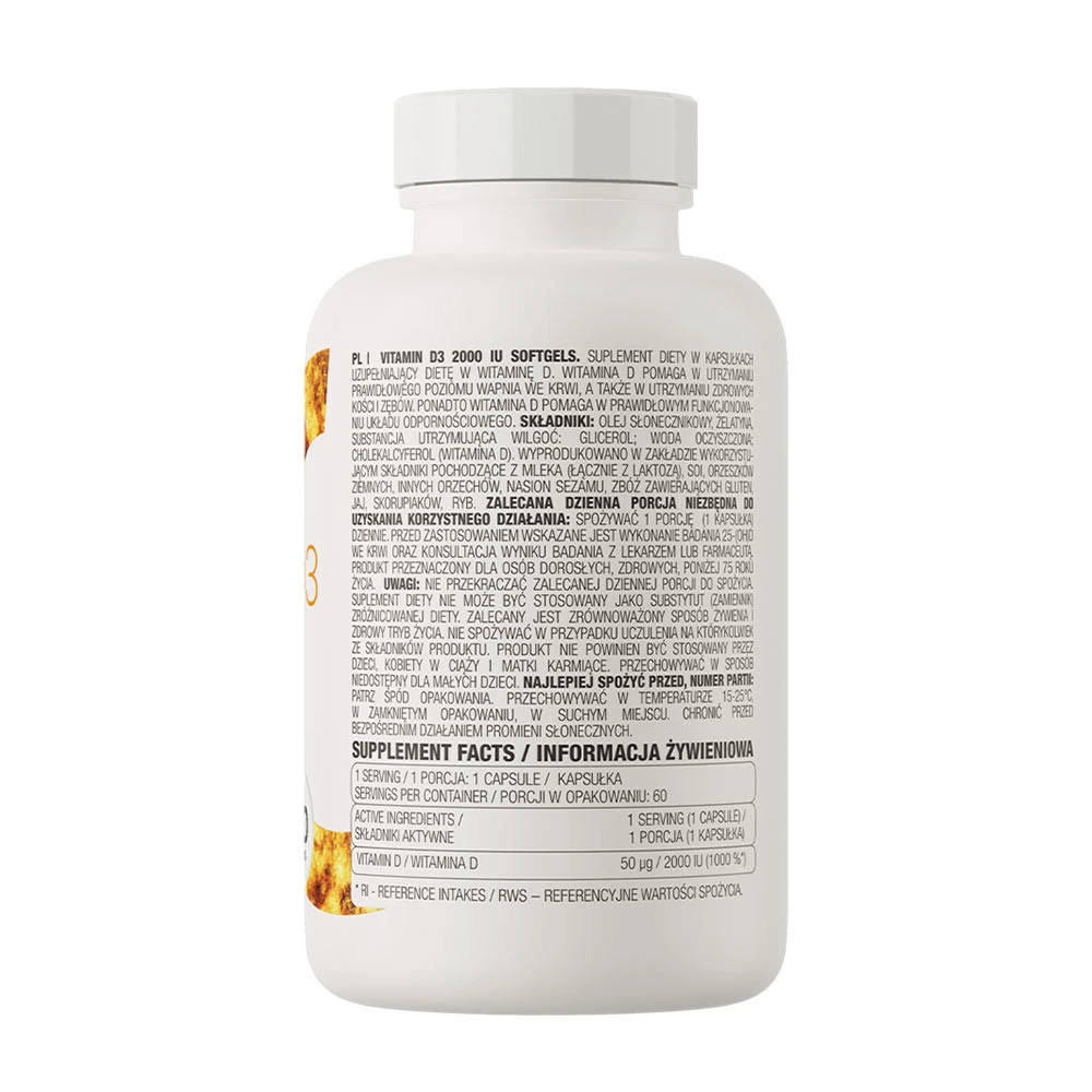 OstroVit – Vitamin D3 2000 IU, 60 softgels - Image 4