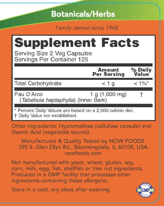 Pau D'Arco – 500 mg – 250 vegetabilske kapsulės - Billede 3