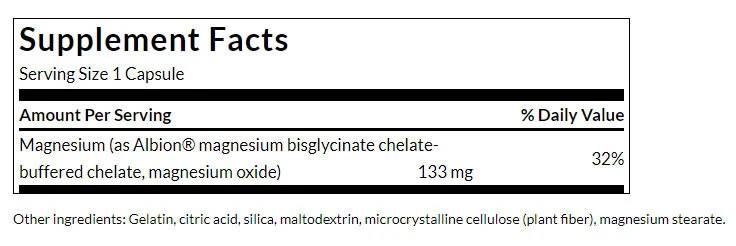 Albion Magnesium – 133 mg – 90 kapsulių - Billede 2