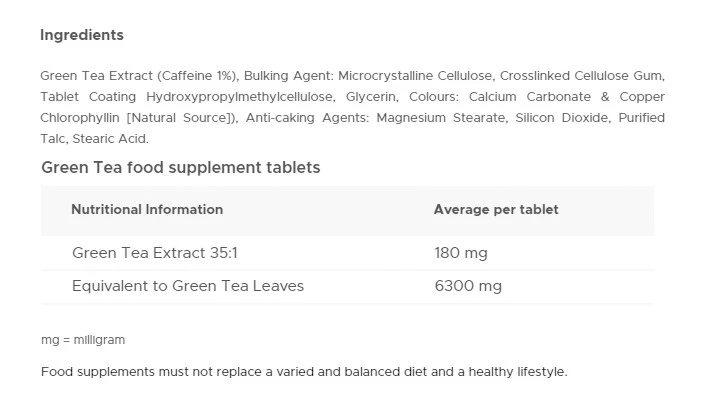 Vitabiotics – Ultra Green Tea – 30 tablečių - Image 4