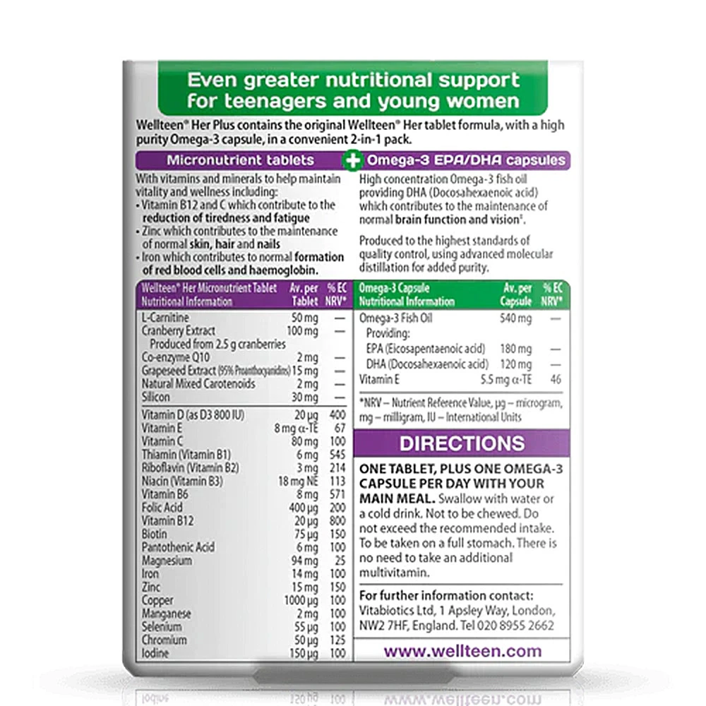 Vitabiotics – Wellteen Her Plus – 56 tablečių - Image 3