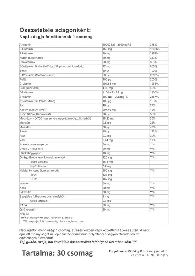 Vitaking – Multivitamin seniorų rinkinys – 30 pakelių - Image 3