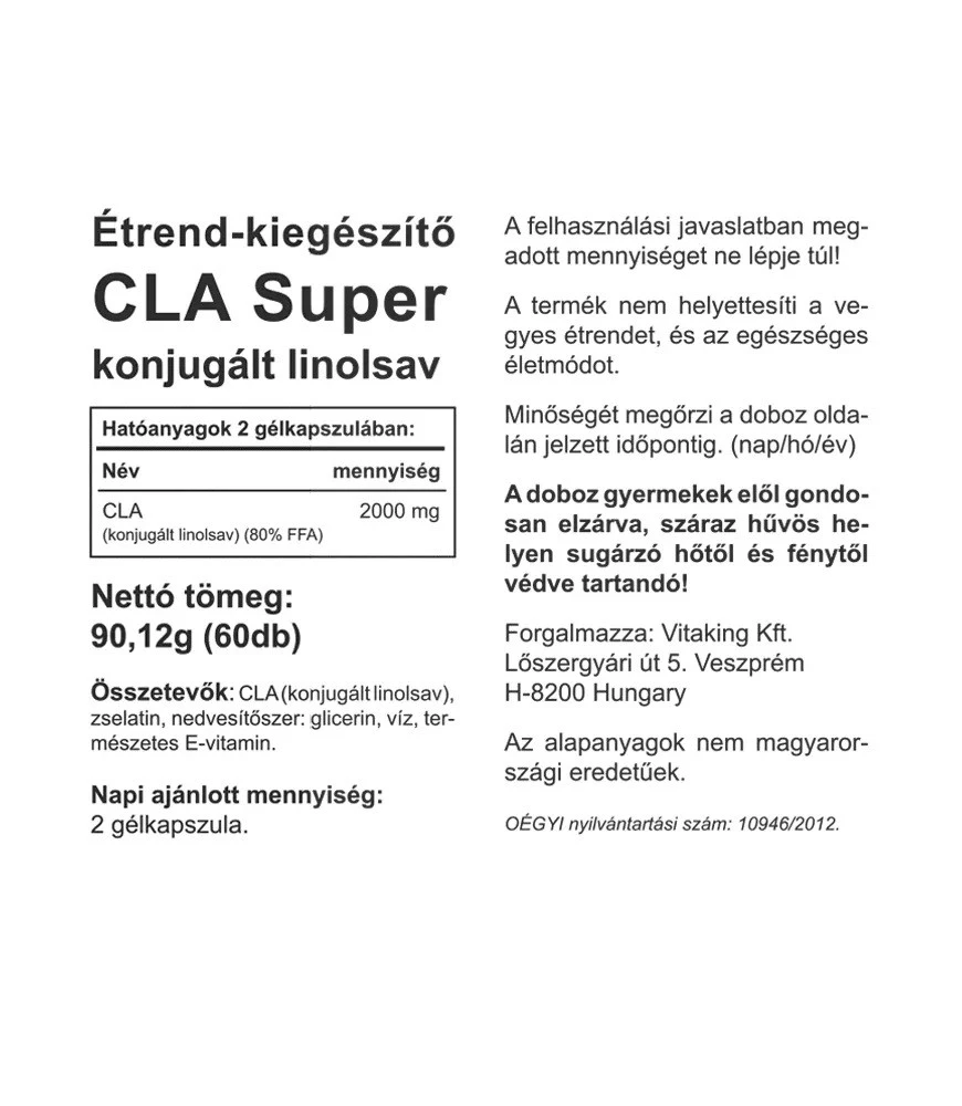 Vitaking – CLA Super 2000 mg – 60 softgelių - Billede 2