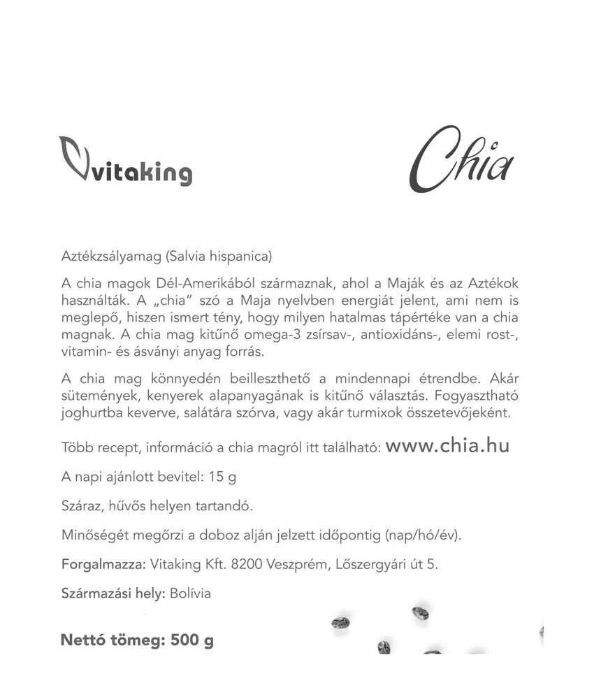 Vitaking – chia sėklos – 500 g - Billede 6