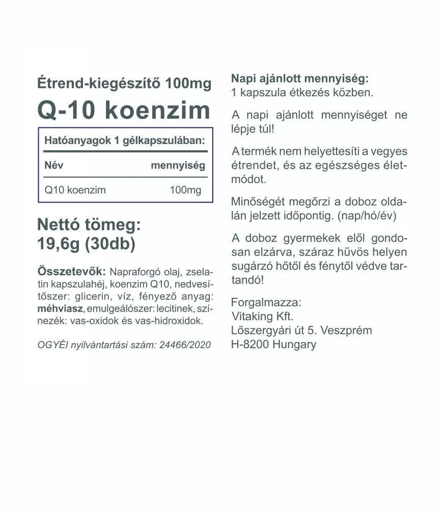 Vitaking – Koenzimas Q10 100 mg (30 softgelių) - Image 2