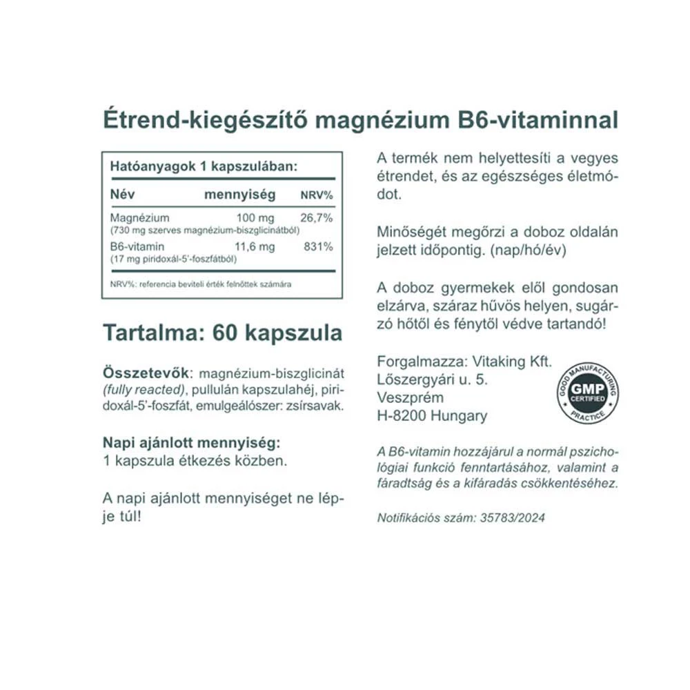 Vitaking – Magnis bisglicinatas su vitaminu B6 (P5P) – 60 kapsulių - Image 5